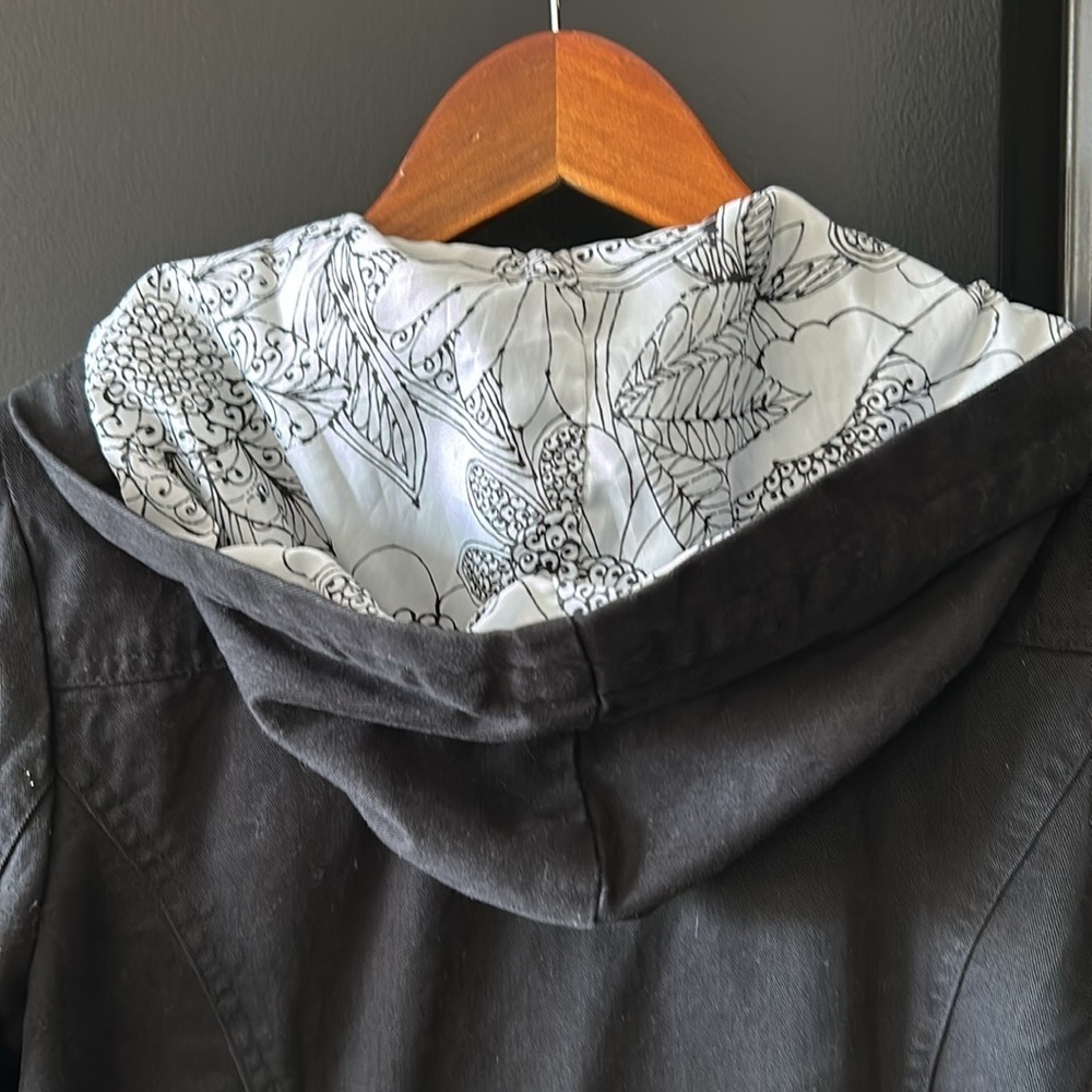 Roxy charcoal black Double Breasted Pea Coat Hooded Jacket Size petite small - Picture 5 of 5